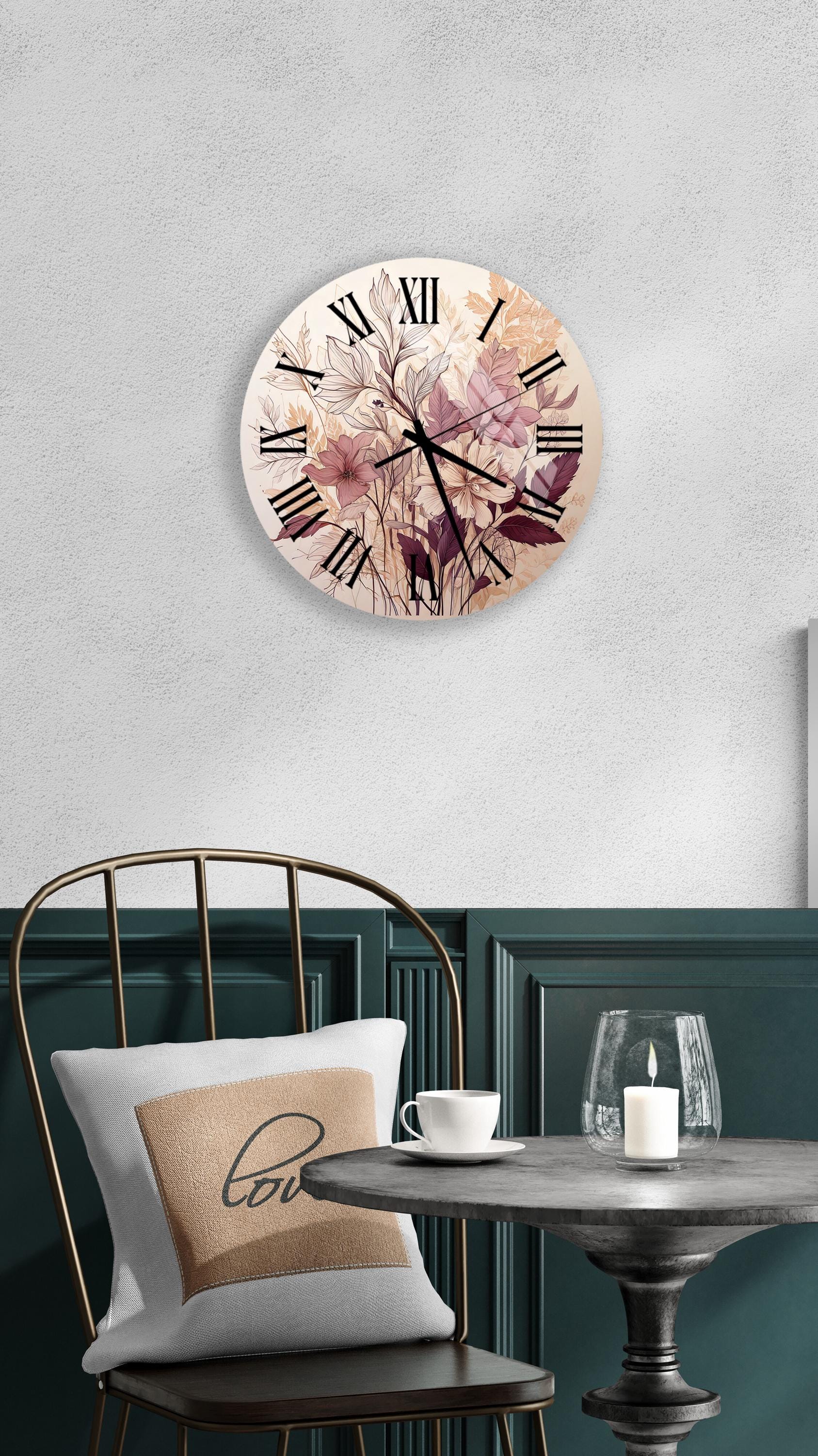a clock that is on the wall above a table