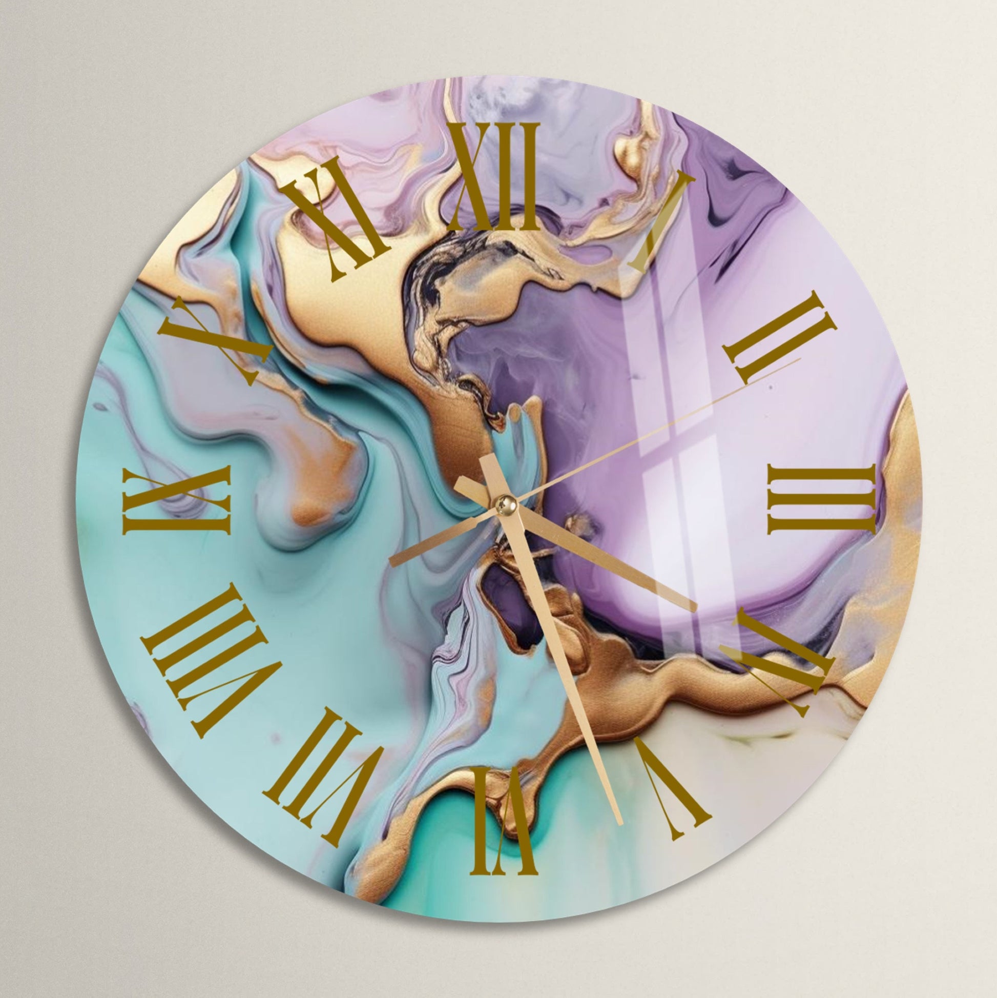 a clock with a marble design on the face of it