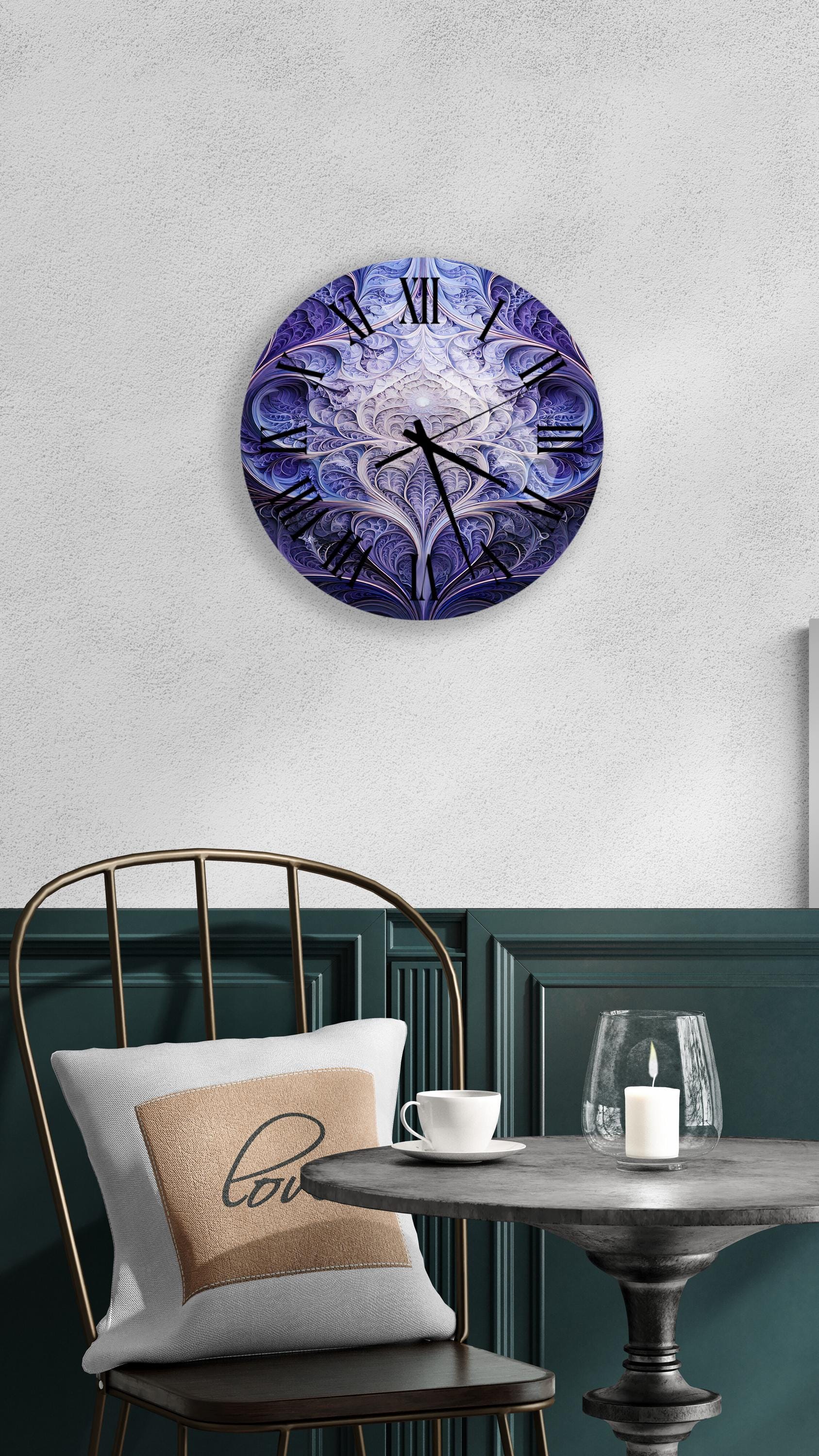 a clock that is on the wall above a table