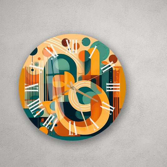 Boho Glass Wall Clock - Colorful Tempered Glass Clock | Retro Bohemian Decor