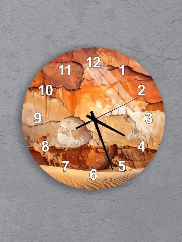 a collection of six round wall clocks with different designs, all set against a gray background.
