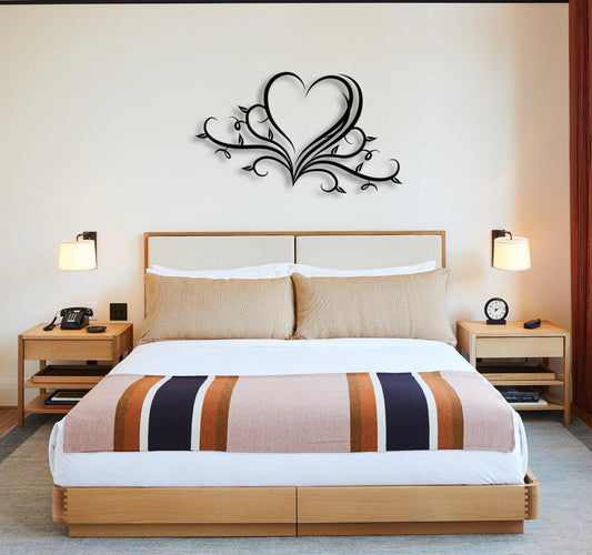 Metal Floral Heart Art - Custom 3D Powder Coated Metal Wall Decor