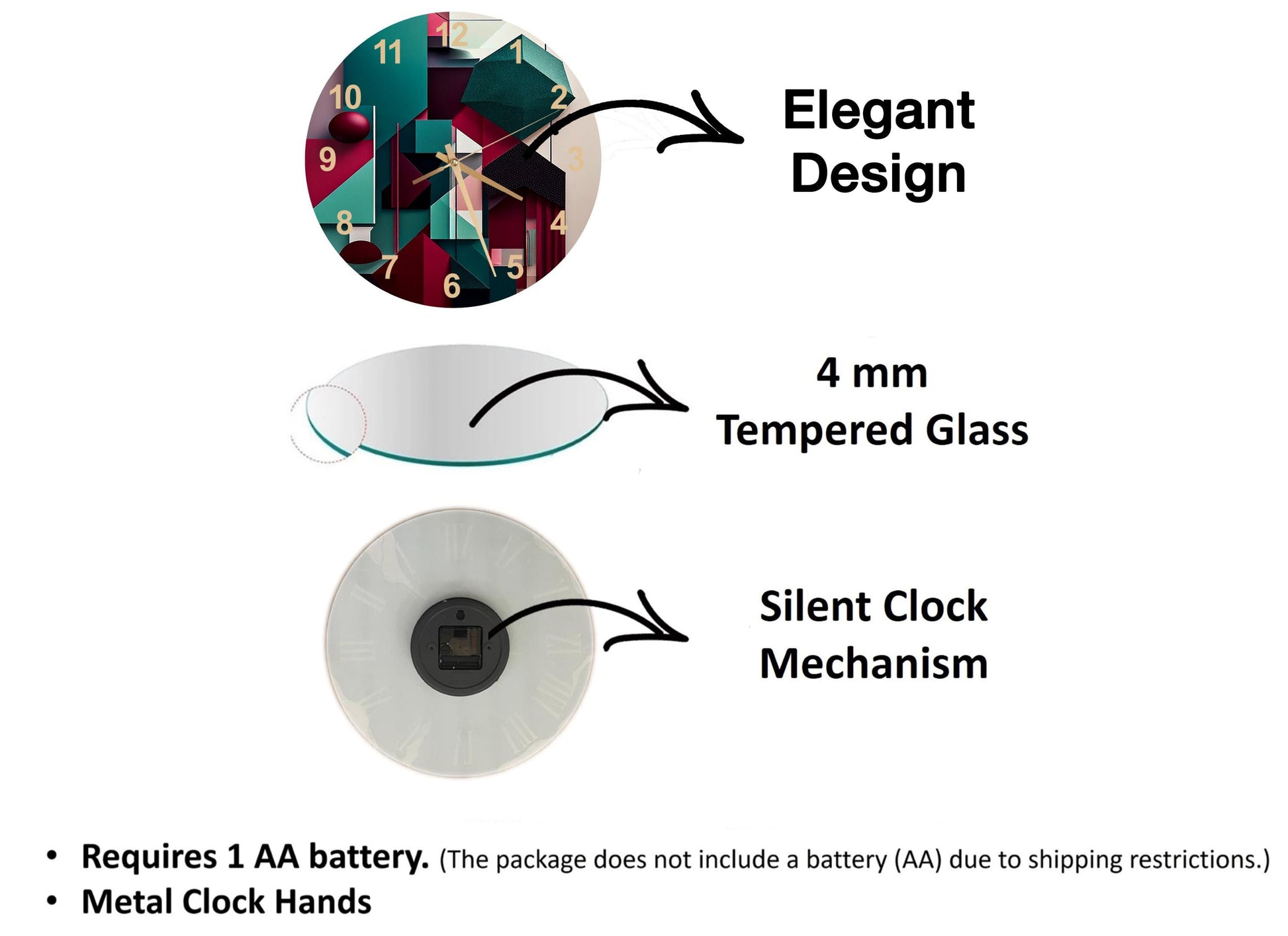 a diagram of the different parts of a clock