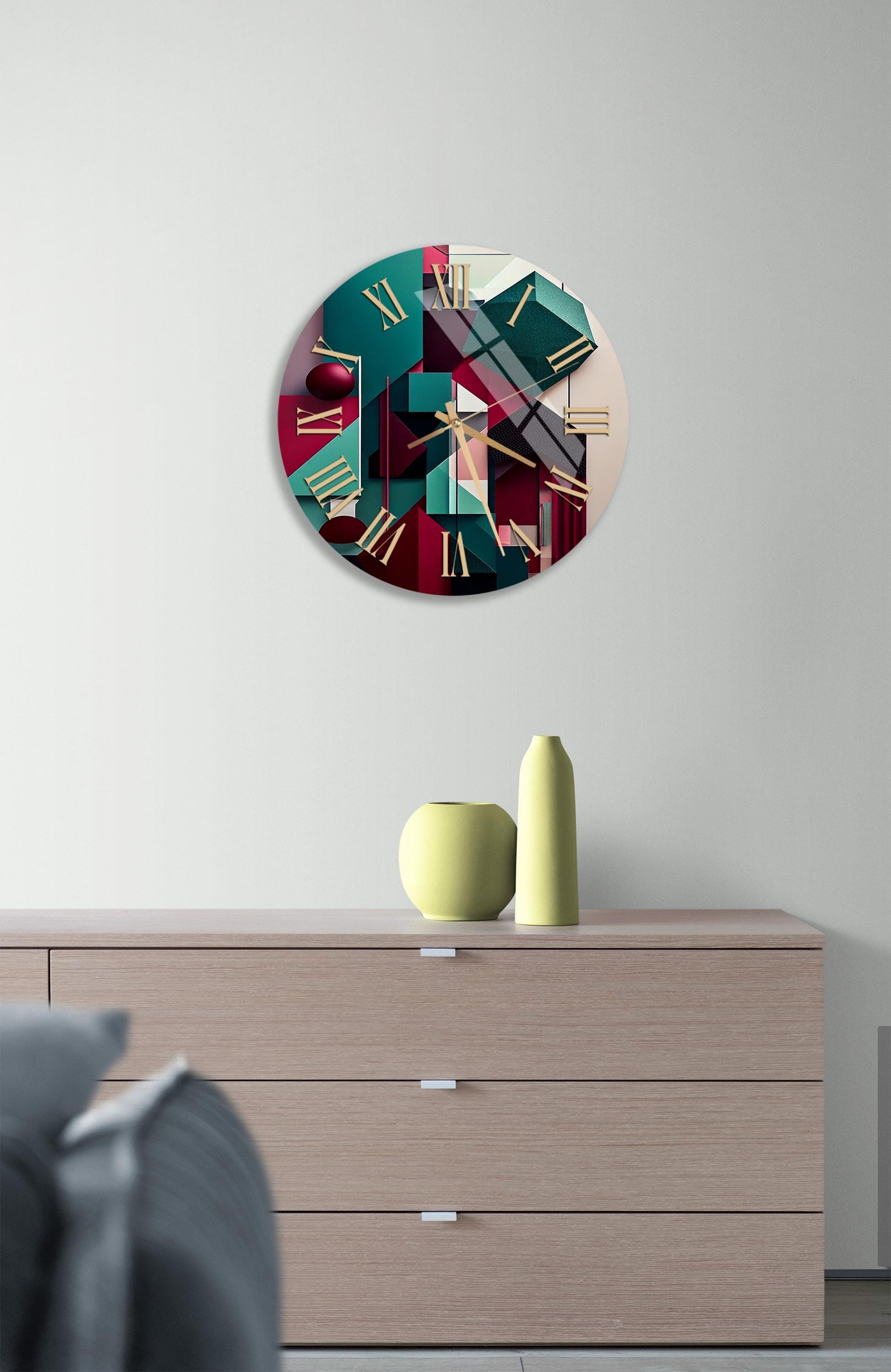 a large clock mounted to the side of a wall