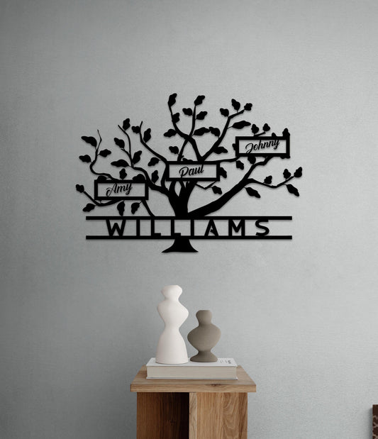 Personalized Metal Wall Art – Metal Family Tree Sign | Custom Home Decor