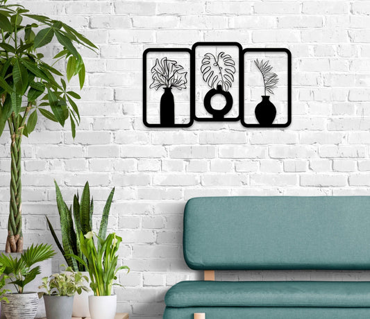 Floral Metal Wall Art - 3 Piece Flower Set | Modern Durable Metal Decor