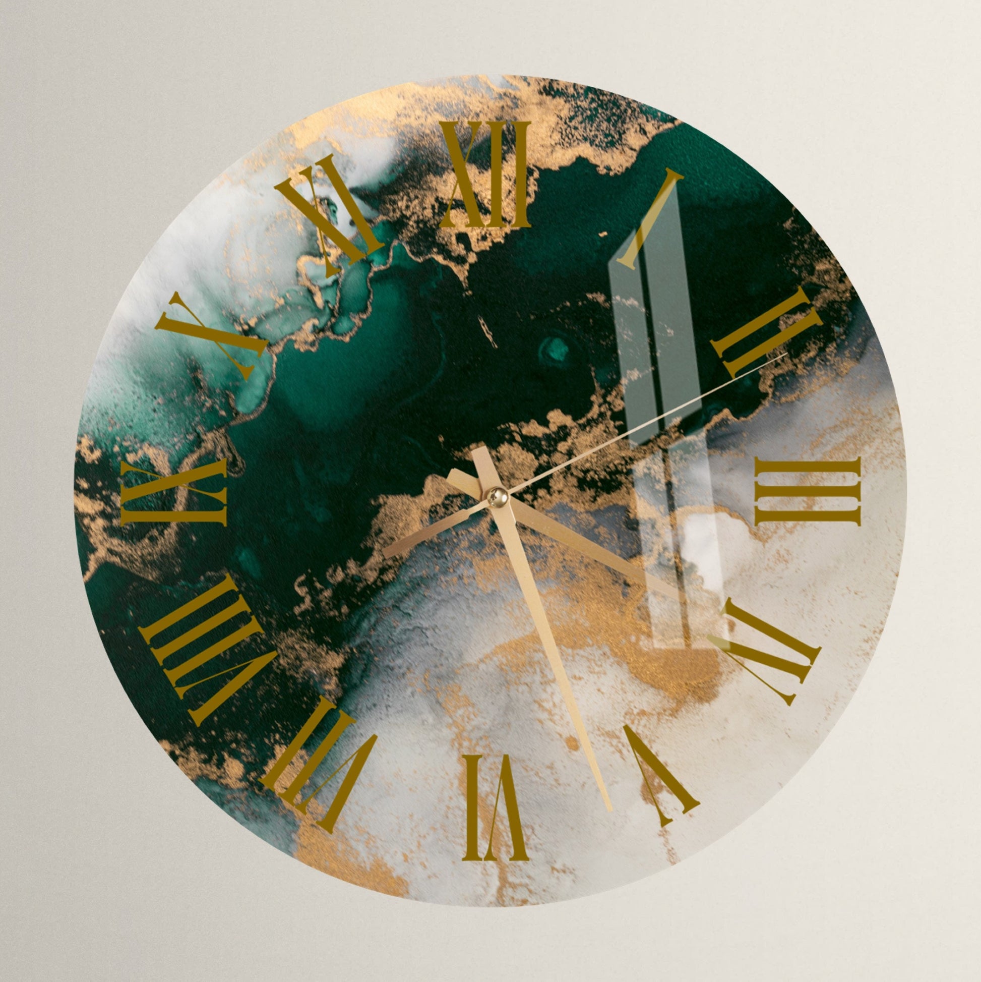 a clock with roman numerals on a white background