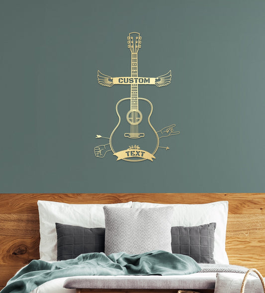 Guitar Metal Wall Art - Custom Music Notes Metal Sculpture for Musicians