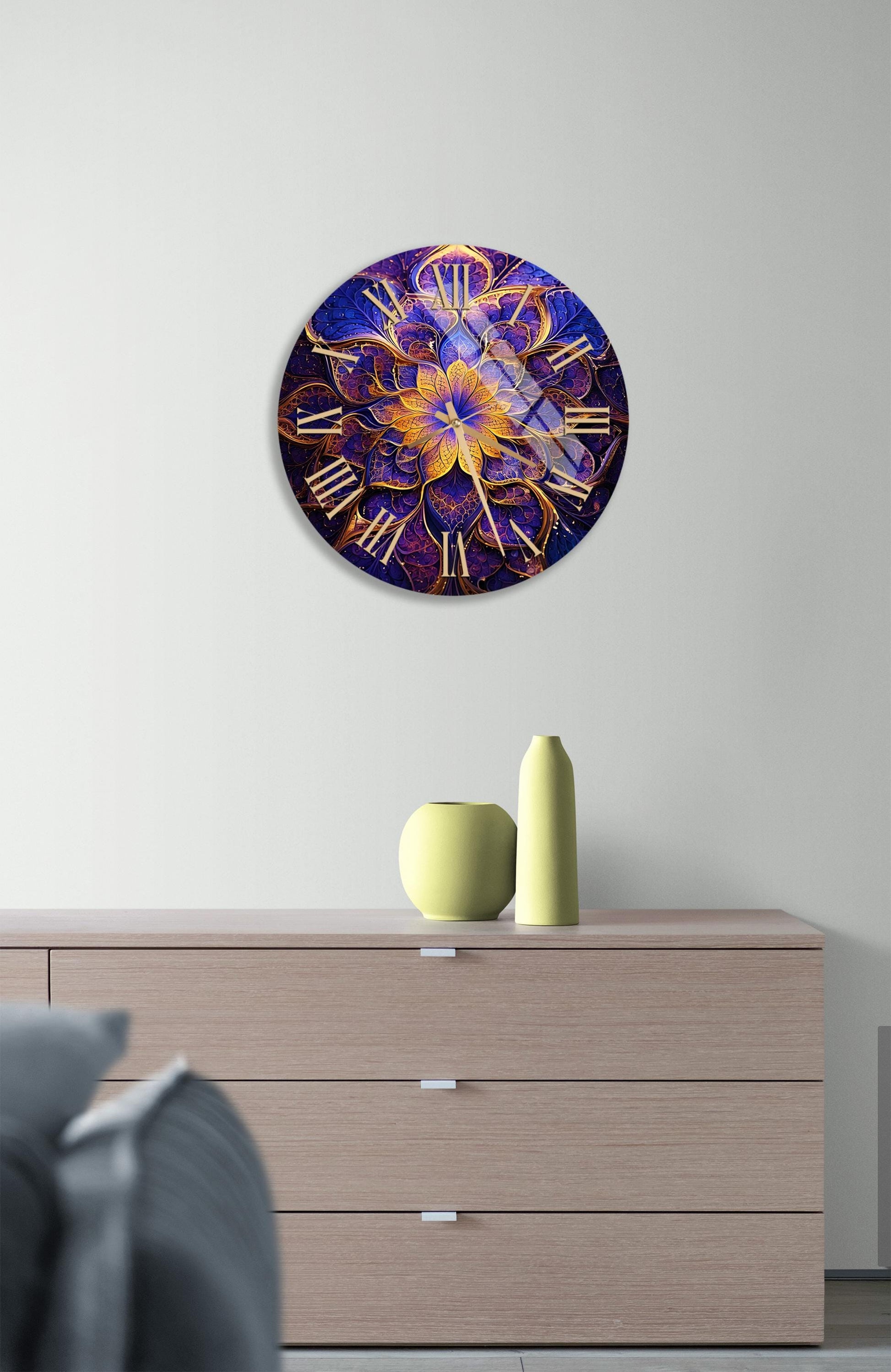 a clock on a wall in a living room