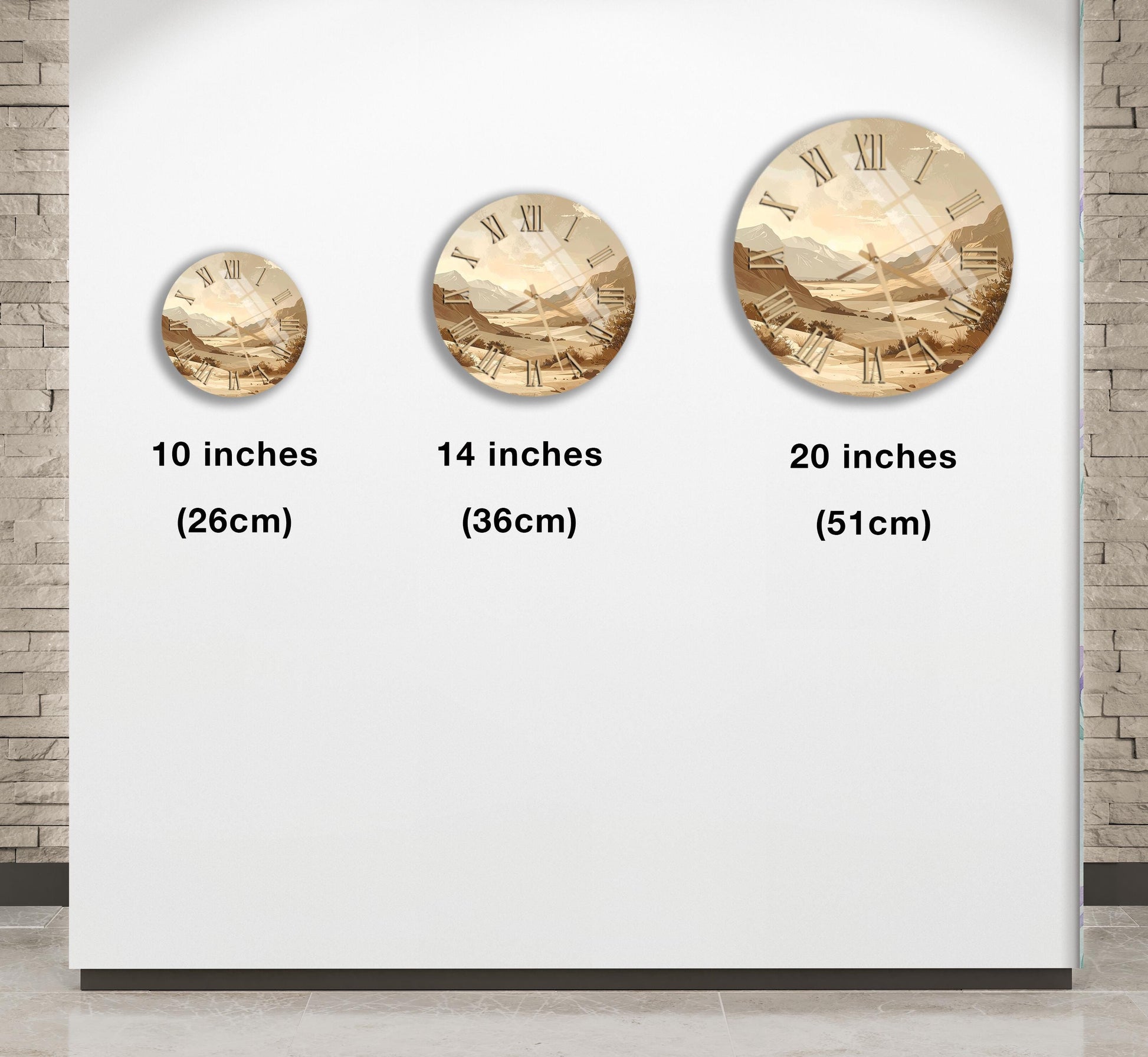 three different clock faces, each with varying sizes, displayed on a white wall.