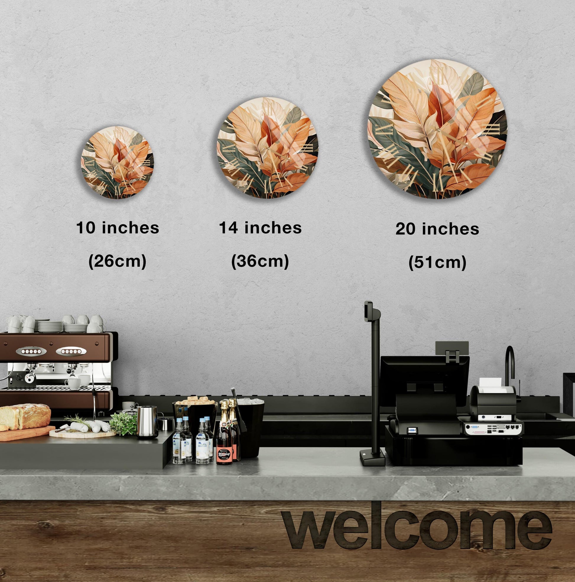 a coffee shop counter with three coffee machines