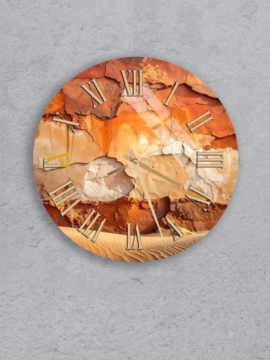 a collection of six round wall clocks with different designs, all set against a gray background.