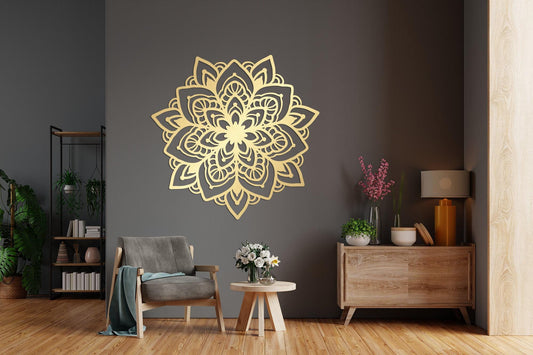 Mandala Metal Wall Art – Large Boho Flower Sculpture | Modern Laser Cut Decor