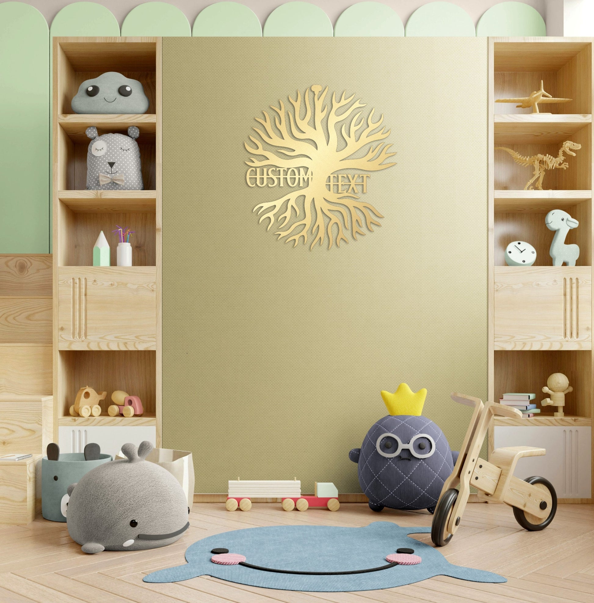 a child's room with toys and bookshelves