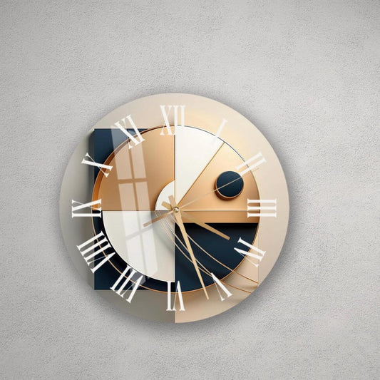 Tempered Glass Wall Clock | Silent Mechanism, Modern Geometric Home Decor