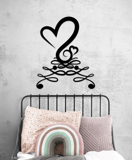 Gold Metal Wall Art - Shiny Heart Swirl Abstract Metal Wall Decor for Living Room