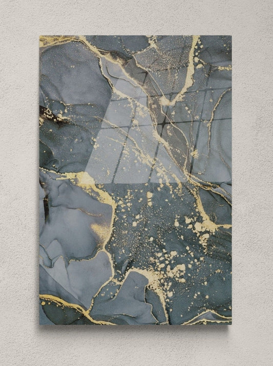 Tempered Glass Wall Art - Large Abstract Marble Style Modern Home Decor Gray