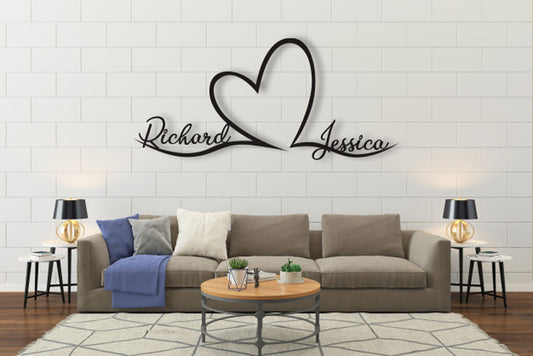 Custom Love Sign - Large Heart Shaped Metal Wall Art | Personalized Decor