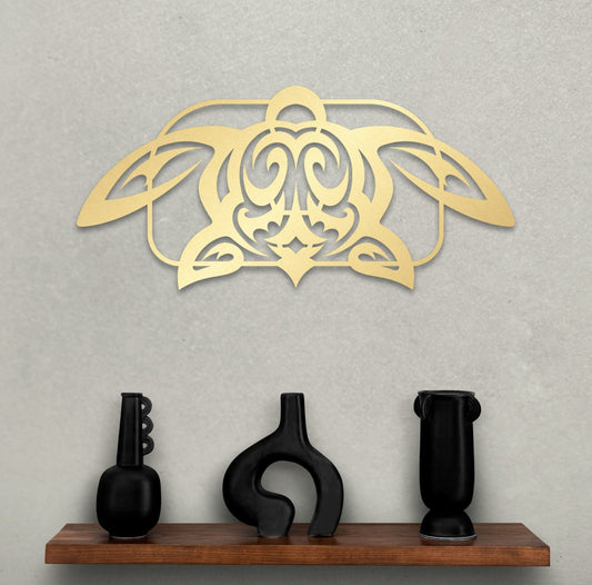 Tribal Turtle Wall Art – Polynesian Metal Decor | Coastal Beach Sculpture