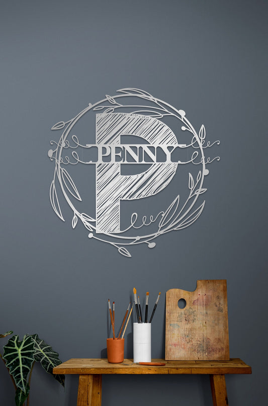 Custom Metal Wall Art - Family Name Sign | Floral Modern Wall Decor