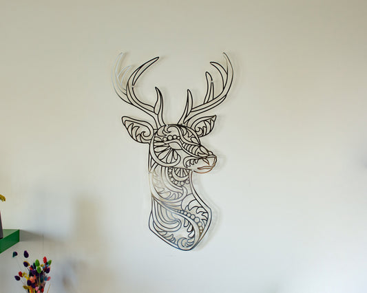 Metal Deer Wall Art - Contemporary Christmas Decor in Black Copper Gold Silver