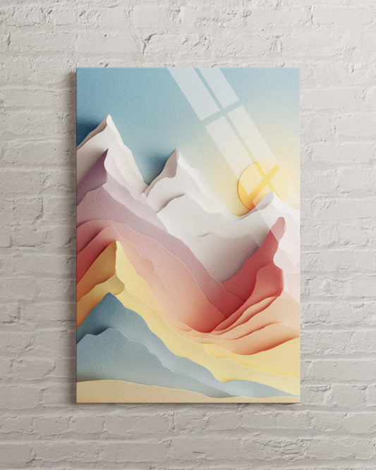 Tempered Glass Wall Art - Abstract Mountain Landscape Print | Modern Minimalist Decor