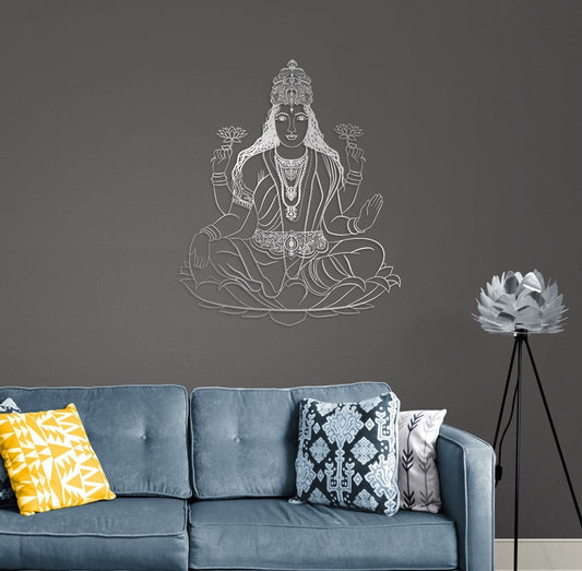 Lakshmi Metal Wall Art - Large Hindu Home Decor | Diwali Housewarming Gift
