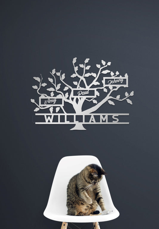 Metal Family Tree Sign - Large Custom Metal Wall Decor | Unique Wedding Gift
