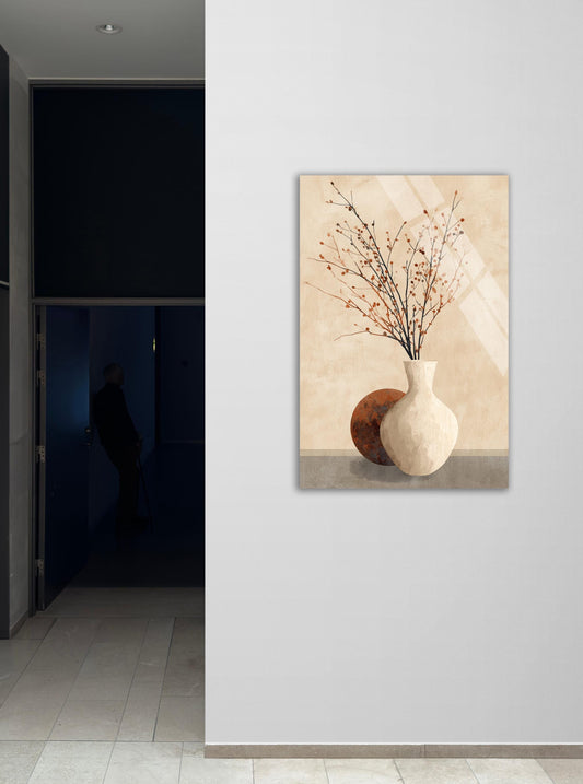 Tempered Glass Wall Art - Abstract Mid Century Modern Minimalist Vase Decor