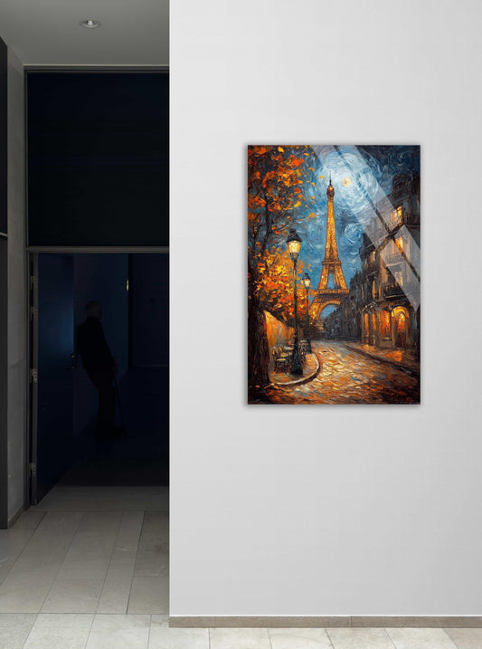 Paris Eiffel Tower Wall Art – Tempered Glass Impressionist Cityscape Decor
