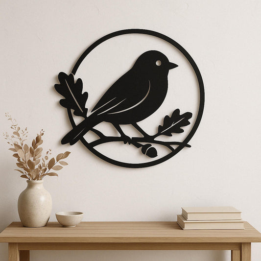 Metal Bird Wall Art - Nature Inspired Rustic Metal Birds On Branch Decor