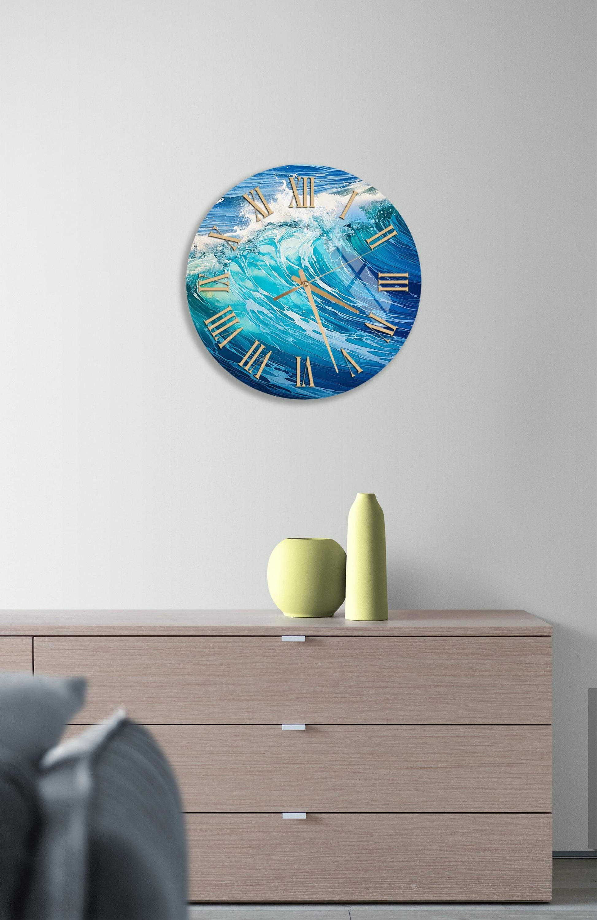 a clock on the wall of a living room