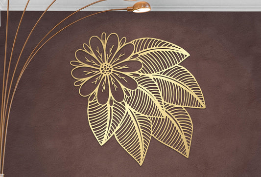 Metal Wall Art – Modern Floral Leaf Pattern Black Botanical 3D Decor