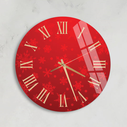 Tempered Glass Wall Clock - Red Minimalist Home Clock | Unique Housewarming Gift