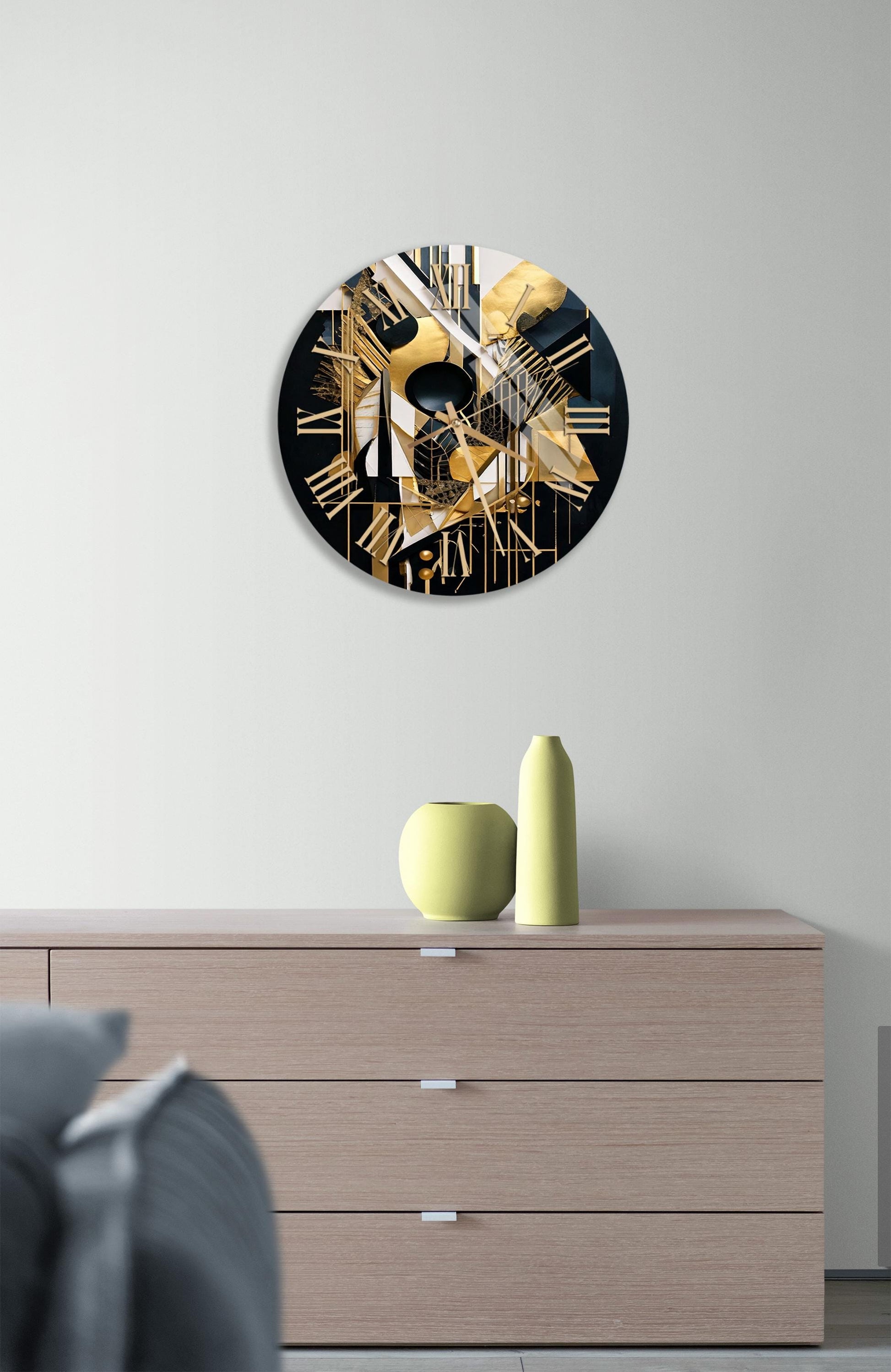 a clock on a wall in a living room