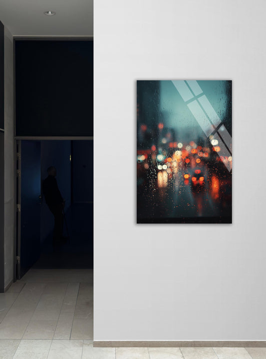 Tempered Glass Wall Art - Abstract Cityscape Print | Modern Urban Decor Panel