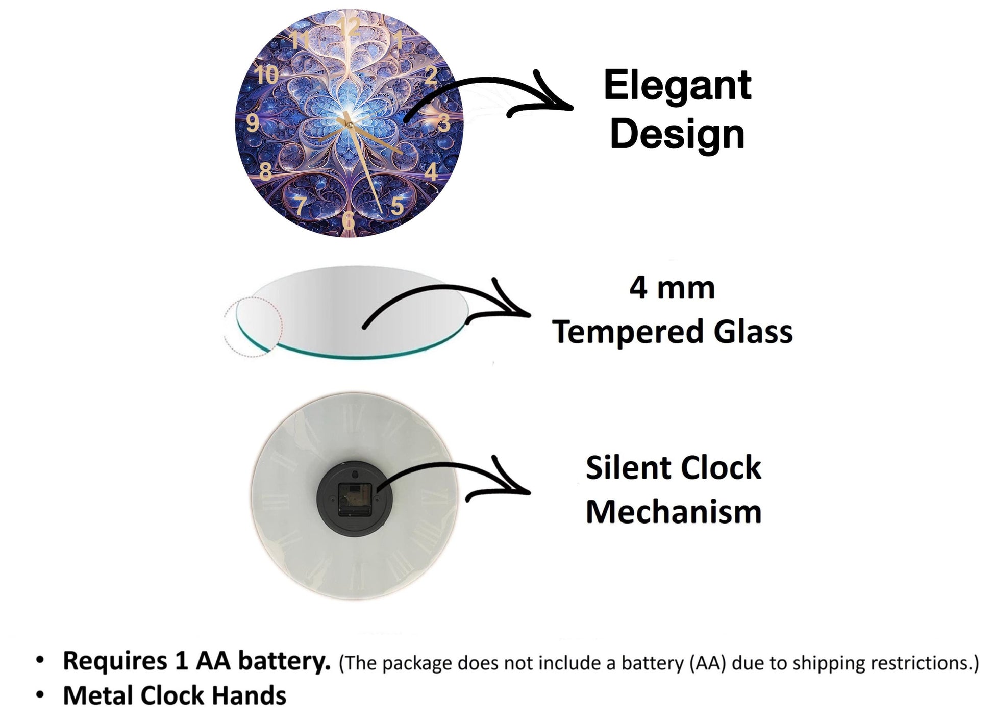 a diagram of the different parts of a clock