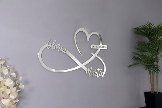 Custom Metal Wall Art - Heart And Infinity Sign | Personalized Wedding Gift