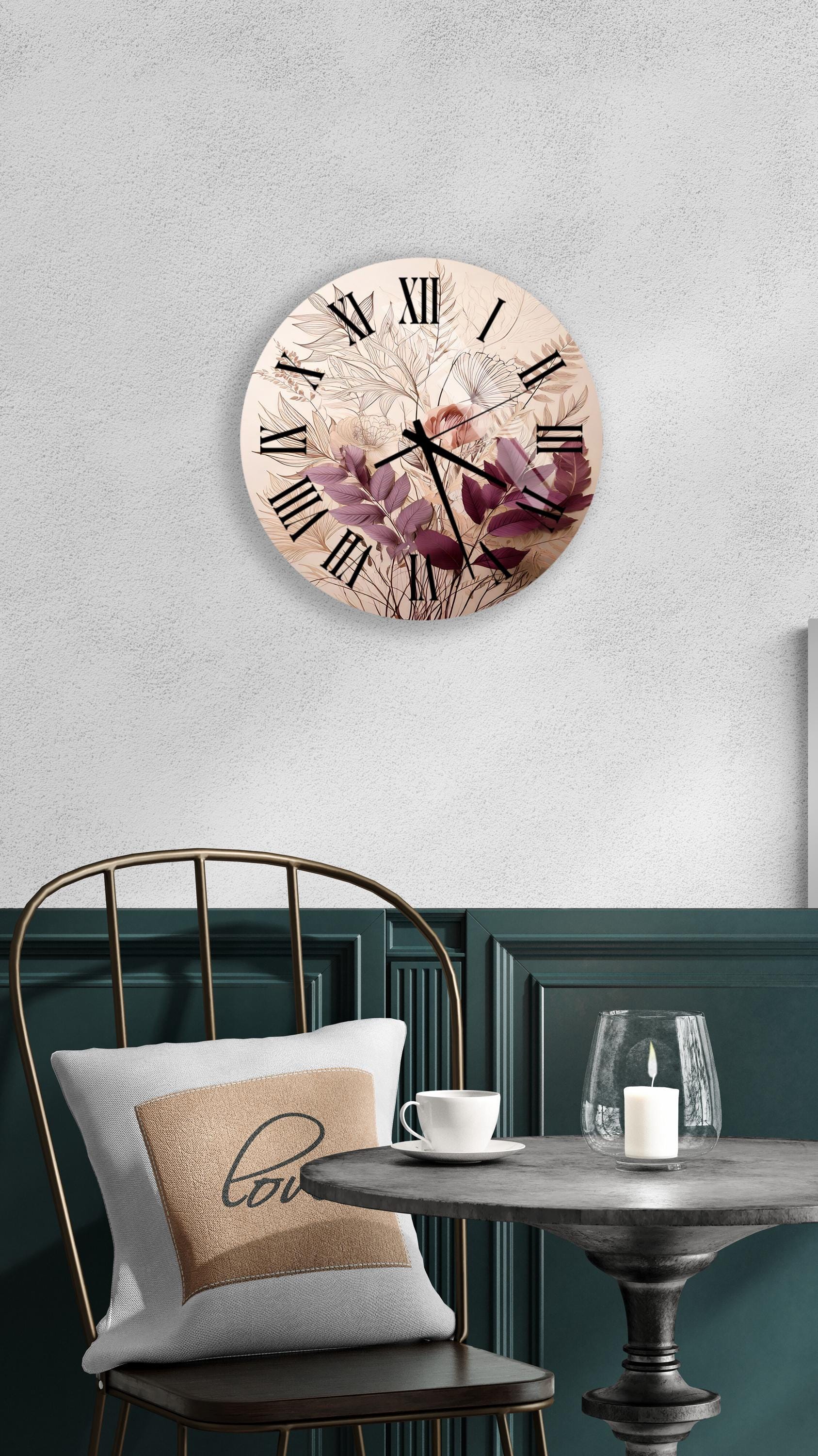 a clock that is on the wall above a table