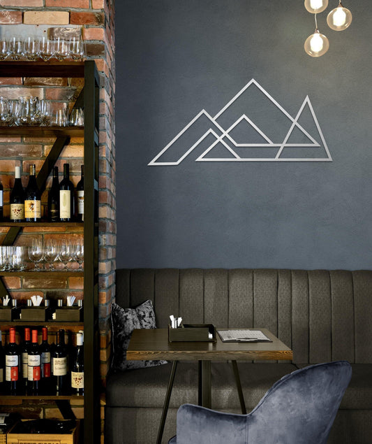 Geometric Mountain Wall Art – Minimalist Metal Decor | Modern Living Room