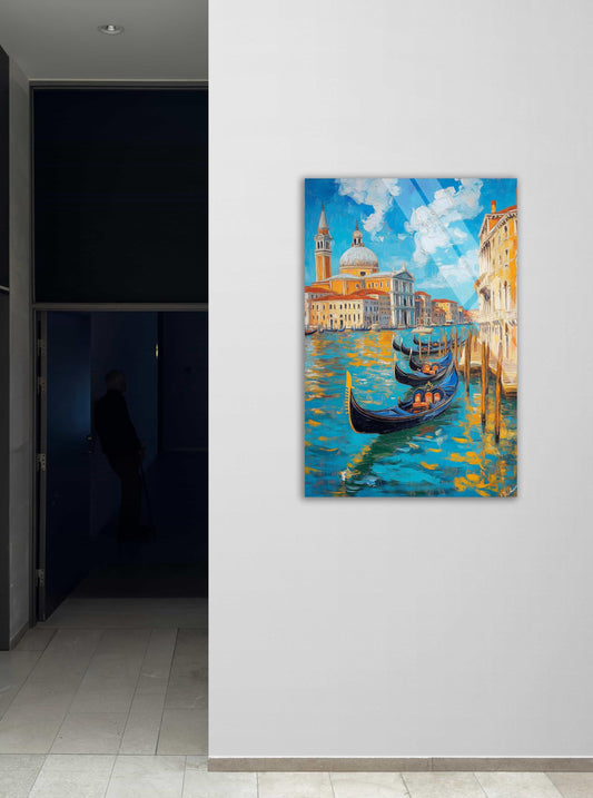 Venice Canal Wall Art – Large Italian Cityscape Print | Tempered Glass Decor