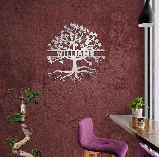 Personalized Metal Sign - Custom Family Name Plaque | Tree of Life Wall Art