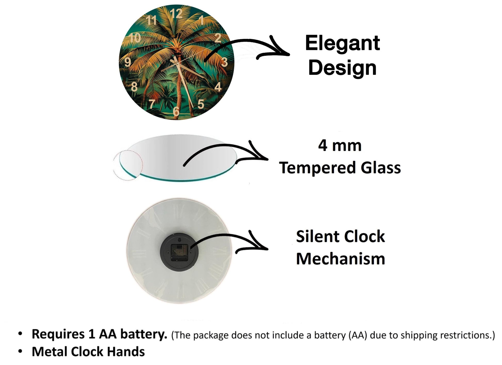 a diagram of a clock with different parts labeled