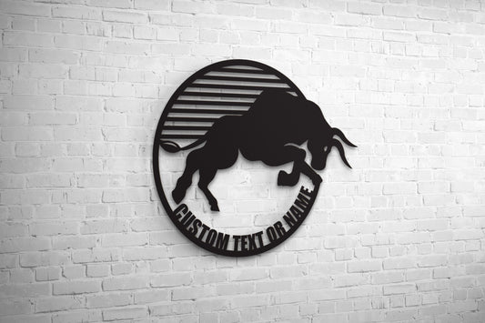 Personalized Metal Bull Art - Large Custom Home Decoration | Matte Gold