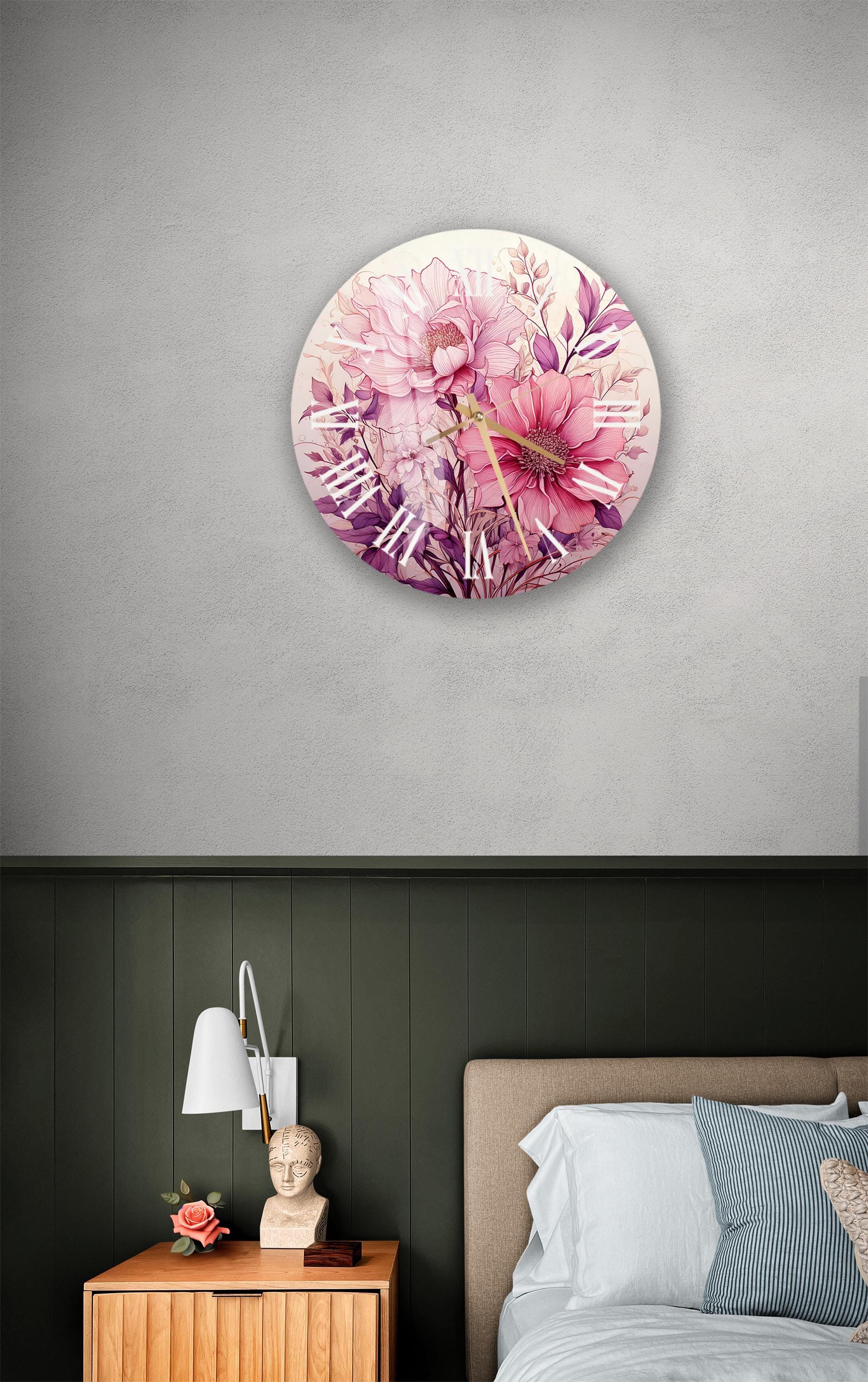a bed room with a neatly made bed and a painting on the wall