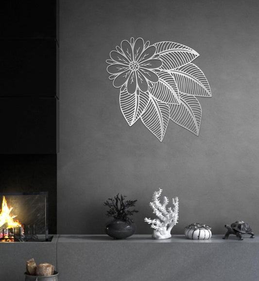 Metal Wall Art – Modern Floral Leaf Pattern Black Botanical Wall Decor