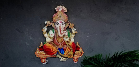 Ganesha Metal Wall Art – Large Elephant 3D Metal Home Decoration, Diwali Gift