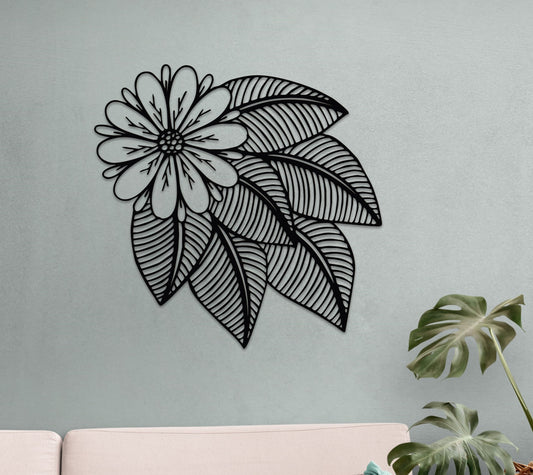 Metal Wall Art - Modern Floral Leaf Design | 3D Botanical Wall Decor Gift