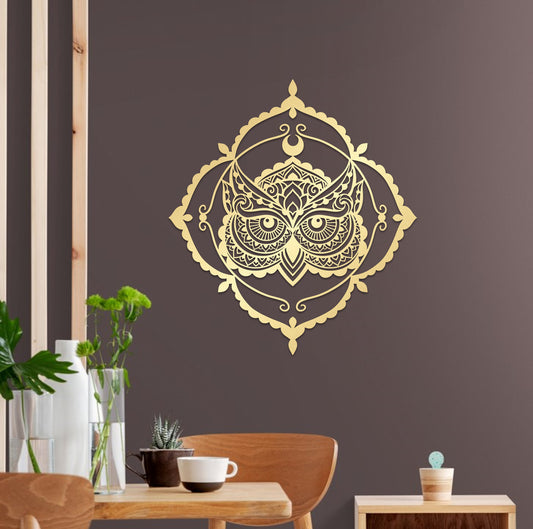 Owl Metal Wall Art - Large Mandala 3D Metal Wall Decor, Unique Wedding Gift