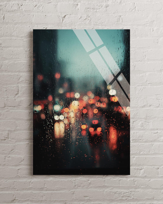 Tempered Glass Wall Art - Abstract Cityscape Print | Modern Urban Decor Panel